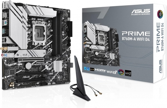 Мат. плата ASUS PRIME B760M-A Wi-Fi D4 (S-1700, B760, 2xHDMI, DP, 3xPCI-E 4.0, 4xDDR4, 2xM.2, SATAIII, SATA3, BT5.2, 2.5GbLAN)