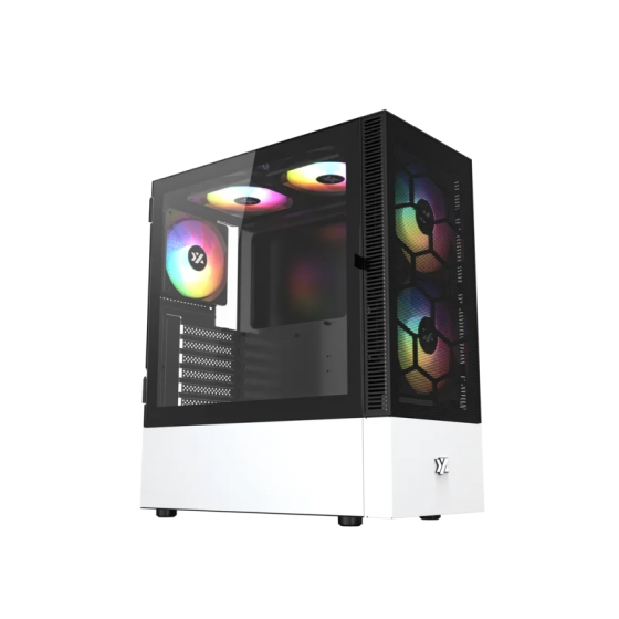 Корпус MidiTower XYZ AIRONE 2G Black/White (w/o PSU, Side TG, Integrated A-RGB Fans, X-CS-AIRONE2G-BW)