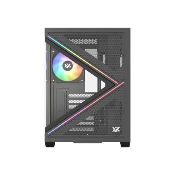 Корпус MidiTower XYZ QUBE X Black (w/o PSU, Side TG, Integrated Fans, X-CS-QUBEX-B)