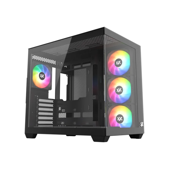 Корпус MidiTower XYZ TESSERACT X 50 Black (w/o PSU, Side TG, Integrated A-RGB Fans, X-CS-TESSERACTX50-B)