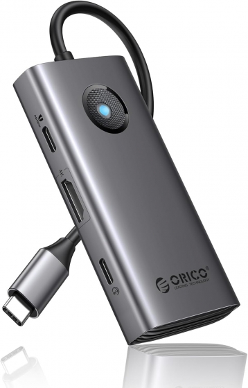 Док-станция Orico FAX3-6PCR-GY-EP (Aluminum + Plastic, USB-C? to 1xUSB-A 3.0, 2xUSB-A 2.0, 1xUSB-C (PD 60W), 1xHDMI)