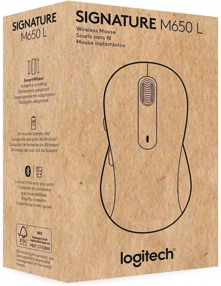 Мышь беспроводная Logitech Signature M650 L (USB, Graphite, 910-006236)