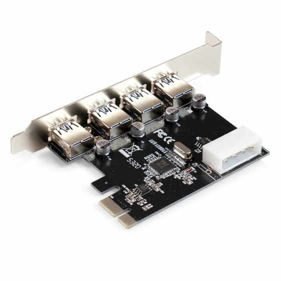 Контроллер ExeGate EXE-314 v2.0 (PCI-E x1 2.0, 4xUSB 3.0 ext, Molex, VL805)