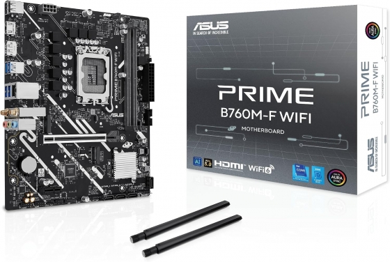 Мат. плата ASUS B760M-F WiFi DDR5 (S-1700, B760, DP, HDMI, 2xPCI-E, 2xDDR5, 2xM.2, SATAIII RAID, SATA3, GbLAN)