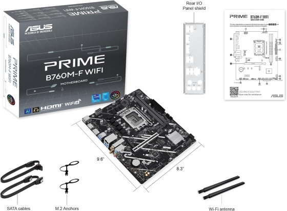 Мат. плата ASUS B760M-F WiFi DDR5 (S-1700, B760, DP, HDMI, 2xPCI-E, 2xDDR5, 2xM.2, SATAIII RAID, SATA3, GbLAN)