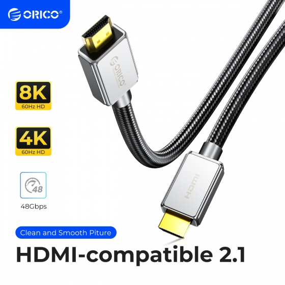 Кабель Orico H8BY-15-BK-BP (HDMI(M) to HDMI(M), v2.1, 8K@60Hz/4K@120Hz, Zinc alloy, 1.5m)