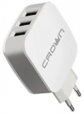 Зарядное устройство CrownMicro CMWC-3053 (3xUSB, 1-3.1A, 100-240V, White)