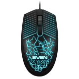 Мышь SVEN RX-70 Gaming (1200DPI, RGB, 1.5m, Black)