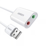 Звуковая карта Ugreen 30143 (2x3.5mm, USB 2.0, 15cm, White)
