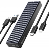 Жесткий диск внешний корпус для SSD Orico AXM2-G2-GY-BP (Aluminum Alloy + ABS, M.2 NVMe, up to 8TB, USB 3.2 Gen2 Type-C)