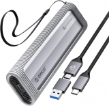 Жесткий диск внешний корпус для SSD Orico AXM2-G2-GY-BP (Aluminum Alloy + ABS, M.2 NVMe, up to 8TB, USB 3.2 Gen2 Type-C)